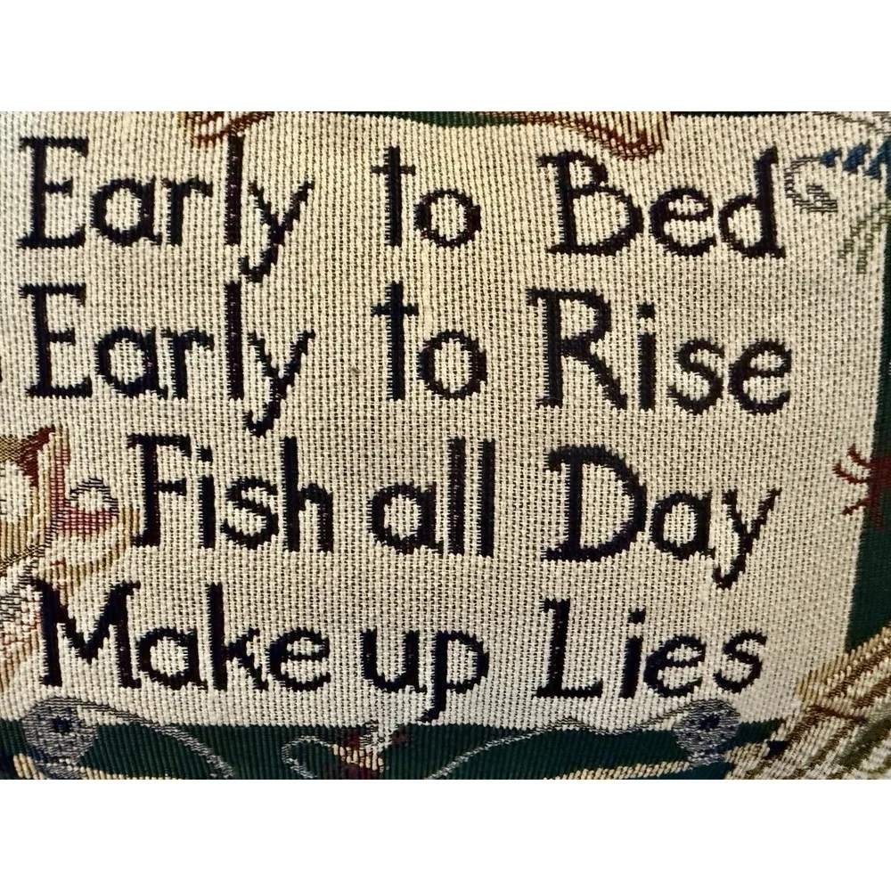 Vintage Easily to Bed Early to Rise Fish All Day Make Up Lies Pillow